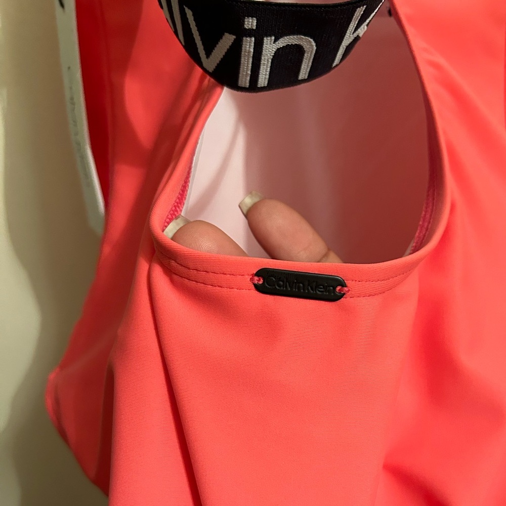 NWT CALVIN KLEIN Deep U-Back Criss-Cross Logo Elastic One-Piece Swimsuit -Size S - Picture 10 of 10